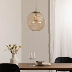 Sol lasinen riippuvalaisin, Ø 35cm, musta/kammiollinen