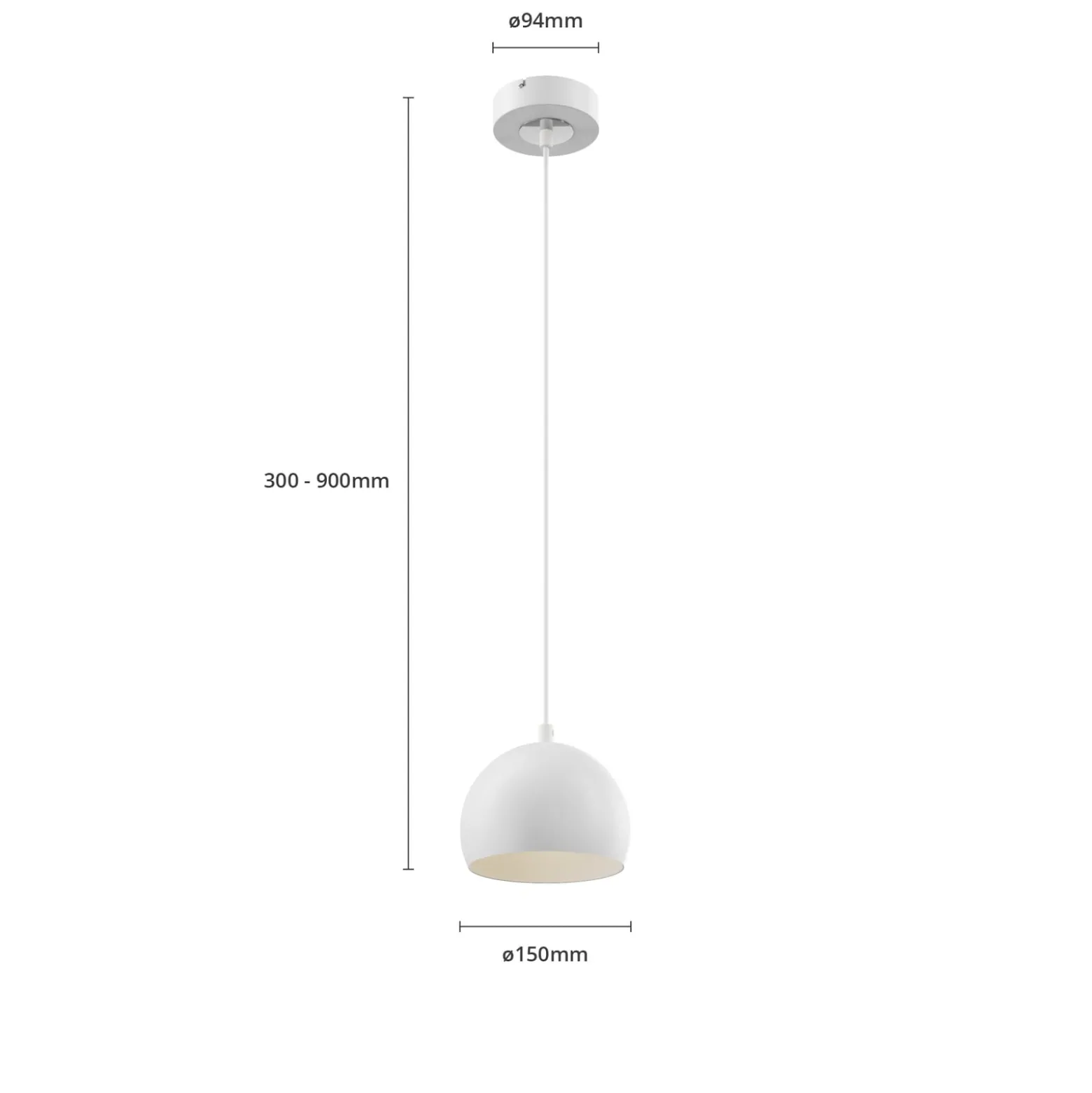 Sool-riippuvalaisin, valkoinen, Ø 15 cm, 1-lamppuinen, metalli, E27