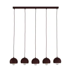 Sool-riippuvalo, tummanpunainen, pituus 95 cm, 5-lamppuinen, metalli, E27