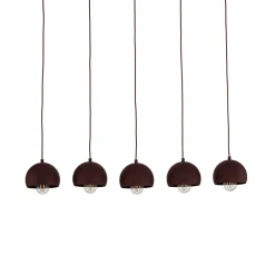 Sool-riippuvalo, tummanpunainen, pituus 95 cm, 5-lamppuinen, metalli, E27