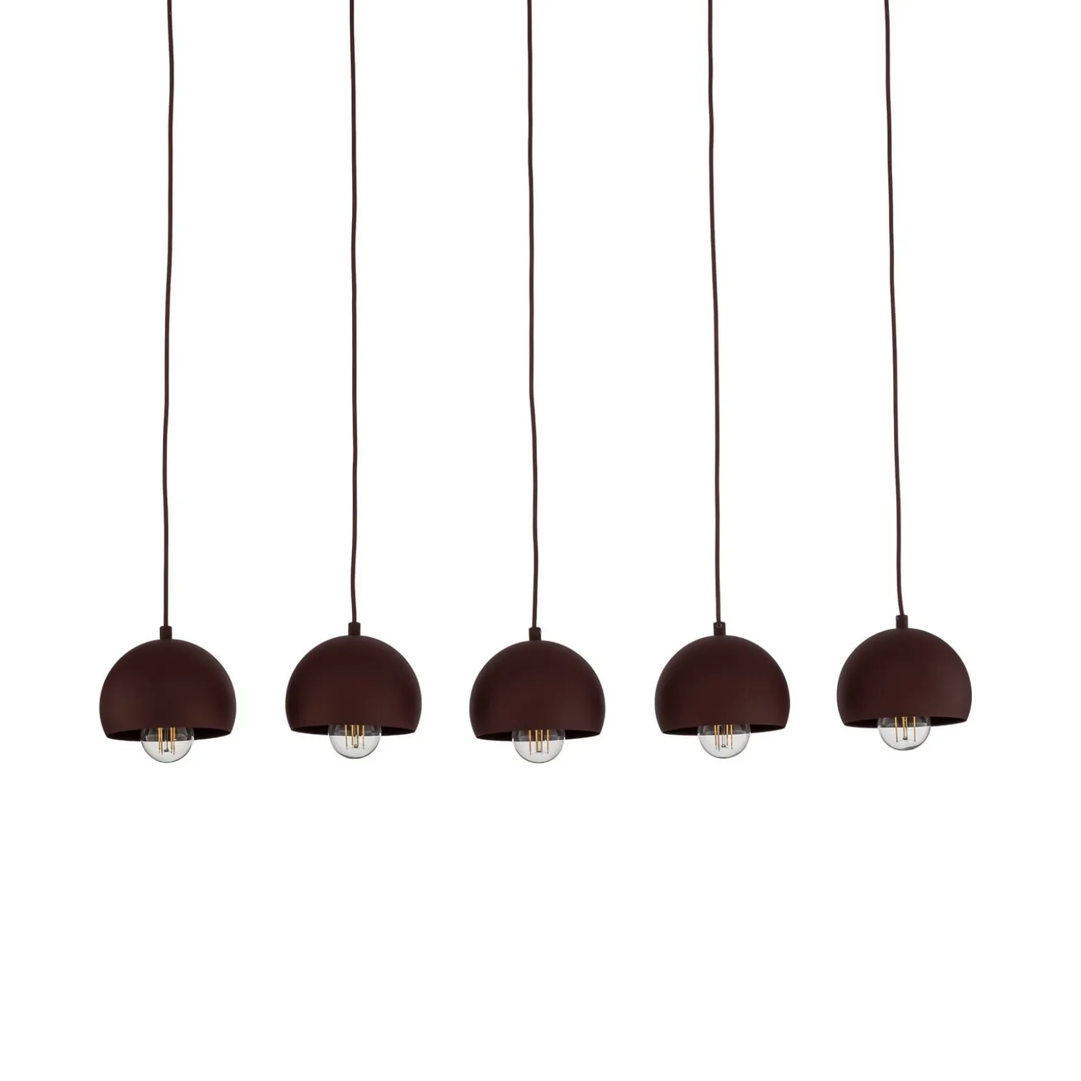 Sool-riippuvalo, tummanpunainen, pituus 95 cm, 5-lamppuinen, metalli, E27