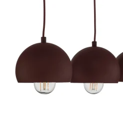 Sool-riippuvalo, tummanpunainen, pituus 65 cm, 3-lamppuinen, metalli, E27