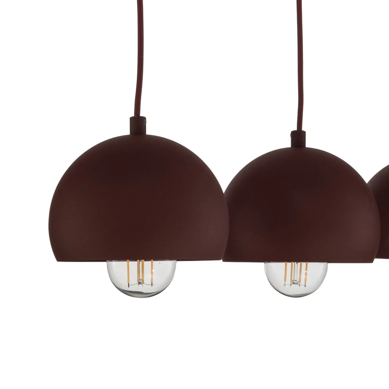 Sool-riippuvalo, tummanpunainen, pituus 65 cm, 3-lamppuinen, metalli, E27