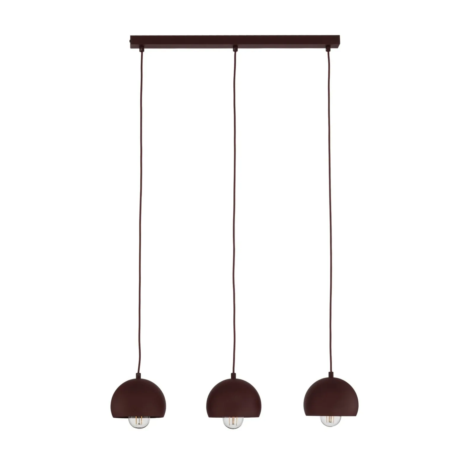 Sool-riippuvalo, tummanpunainen, pituus 65 cm, 3-lamppuinen, metalli, E27
