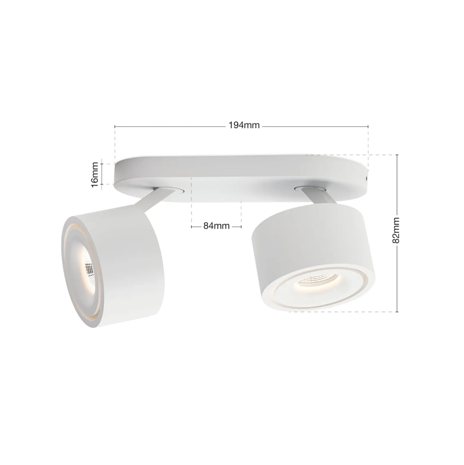Specter LED-kattovalaisin, valkoinen, pituus 19,4 cm, alumiini, 2-valo.