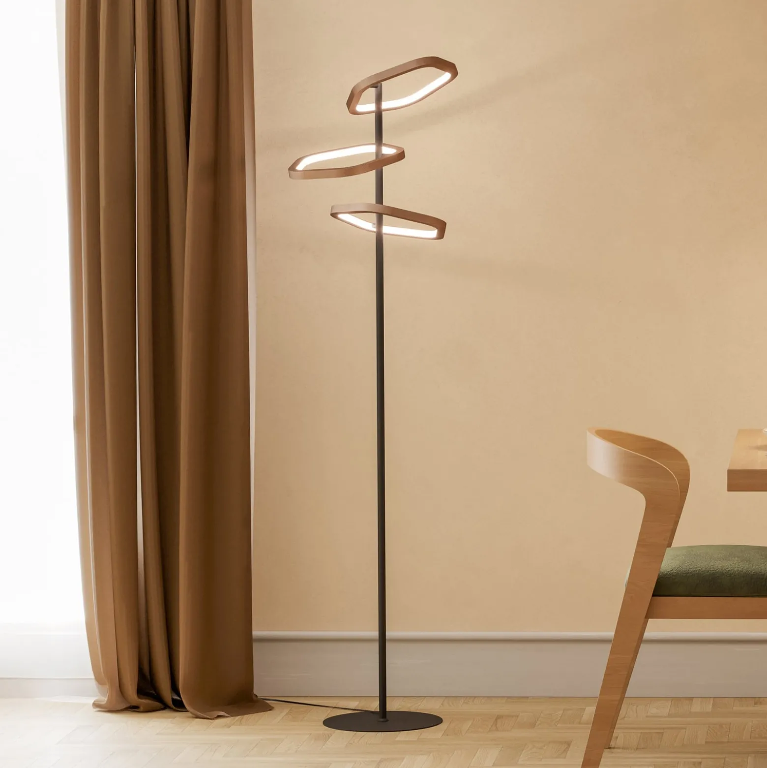 Stars of Light LED-lattiavalo Estrella, pronssi/musta, 160 cm
