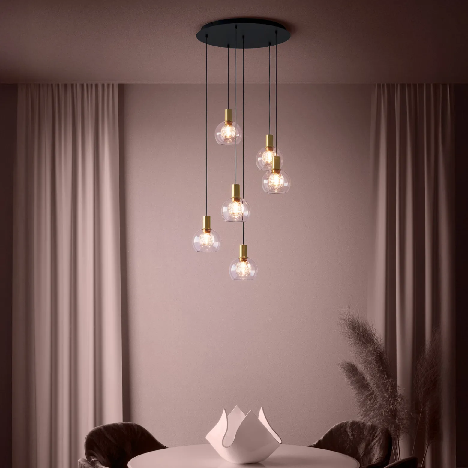 Stars of Light LED-riippuvalaisin Terque, messinki, halkaisija 54 cm,