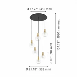Stars of Light LED-riippuvalaisin Terque, messinki, halkaisija 54 cm,