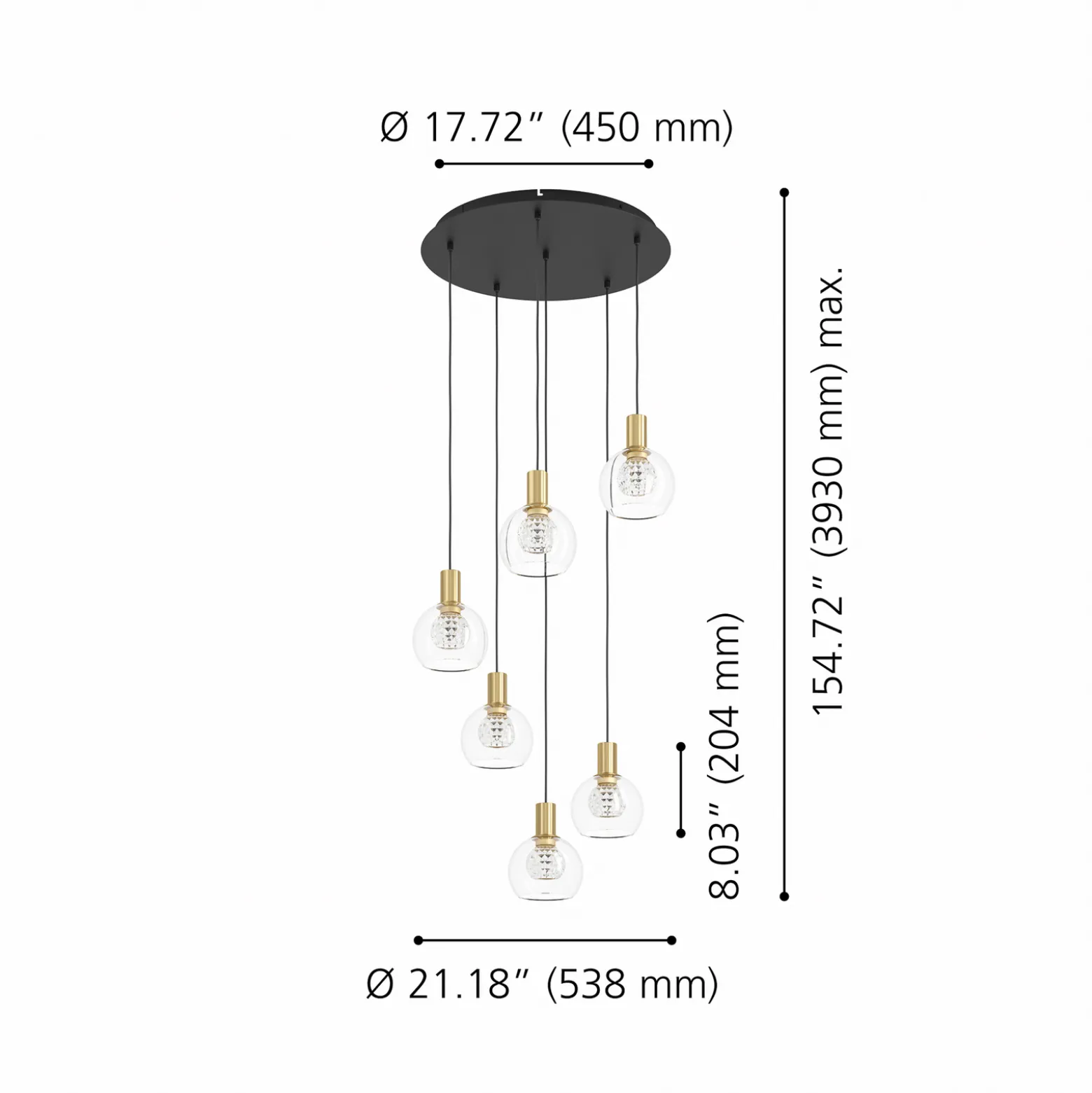Stars of Light LED-riippuvalaisin Terque, messinki, halkaisija 54 cm,