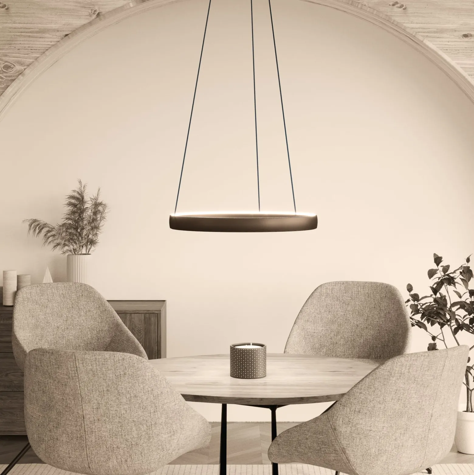 Stars of Light LED-riippuvalaisin Trabuco, ruskea, Ø 80 cm CCT