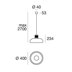 Stilnovo Trepiù LED-riippuvalaisin, valkoinen/ musta, Ø 40 cm
