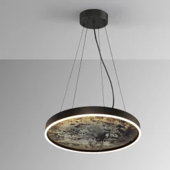Stone LED-riippuvalaisin, Ø 60 cm, CCT, musta, metalli, akryyli