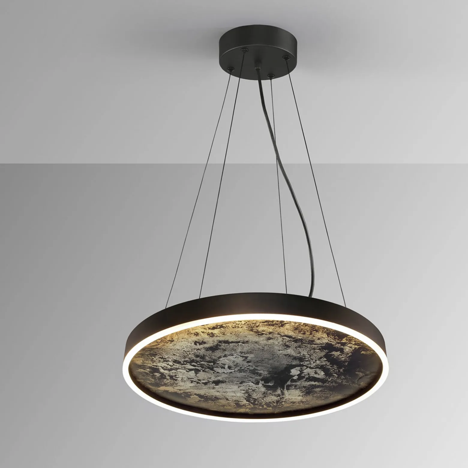 Stone LED-riippuvalaisin, Ø 60 cm, CCT, musta, metalli, akryyli
