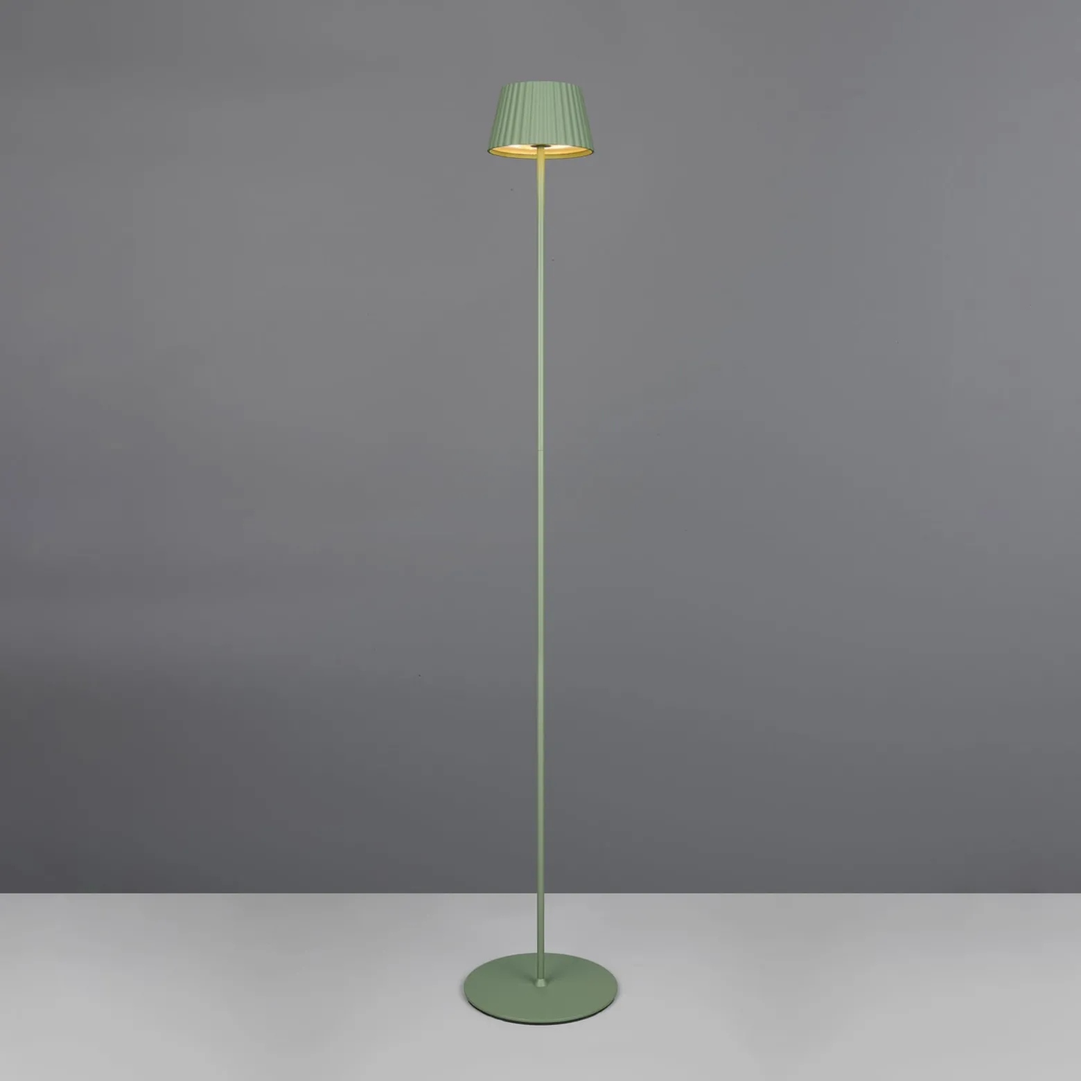 Suarez ladattava LED-lattiavalaisin, vihreä, korkeus 123 cm, metallia
