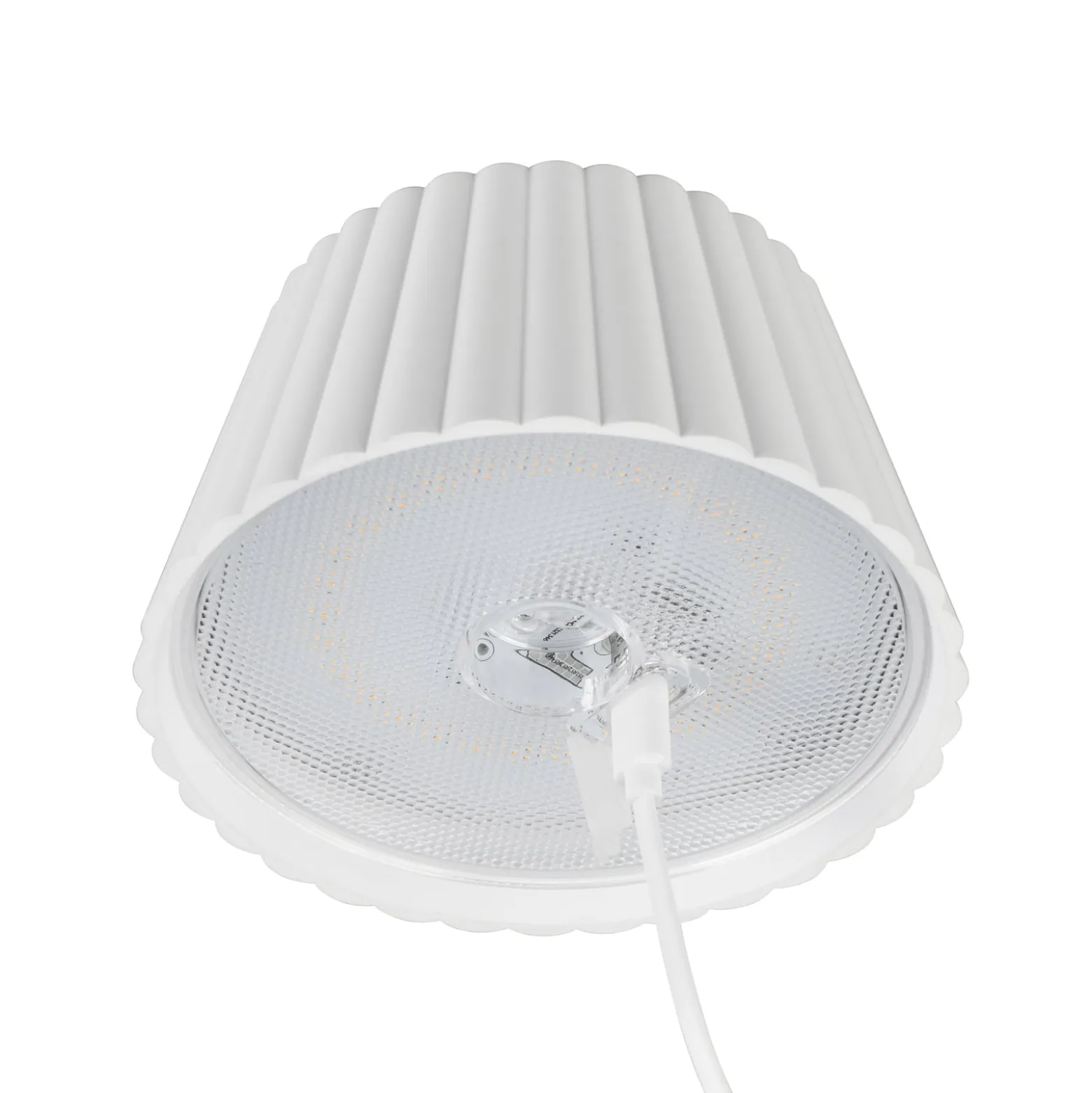 Suarez ladattava LED-pöytävalaisin, valkoinen, korkeus 39 cm, metallia