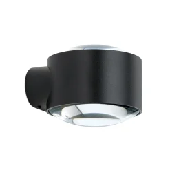 Tatra LED-ulkoseinävalaisin, musta, Ø 10,2 cm, alumiini, ylös/alasvalo