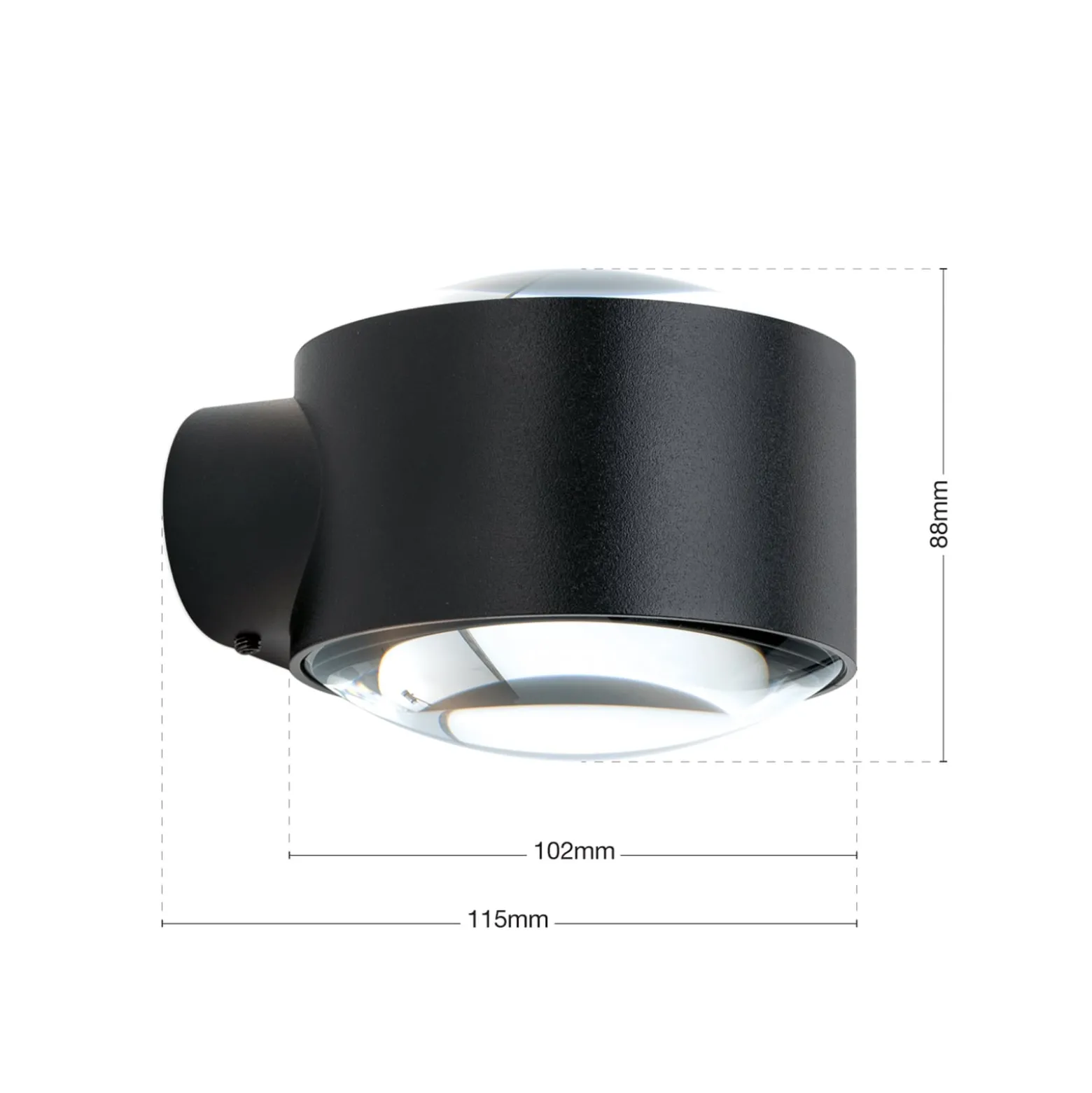 Tatra LED-ulkoseinävalaisin, musta, Ø 10,2 cm, alumiini, ylös/alasvalo