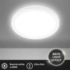 Tava LED-kattovalaisin, valkoinen, Ø 24 cm, muovia