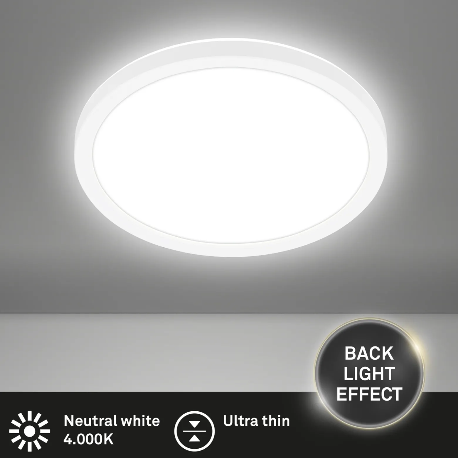 Tava LED-kattovalaisin, valkoinen, Ø 24 cm, muovia