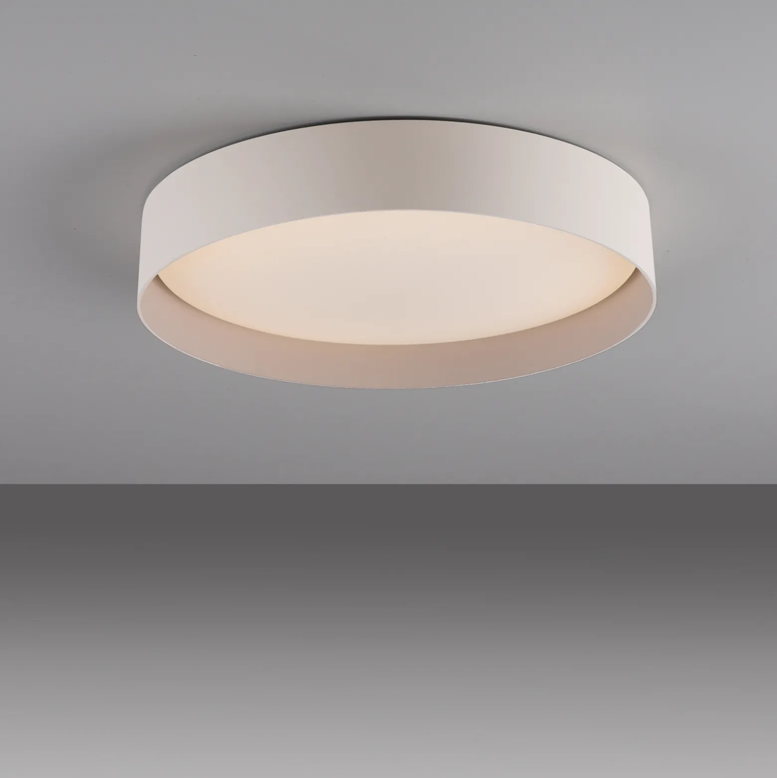 TAVOLI-LED-kattovalaisin, beige, Ø 39 cm, metalli, CCT, himmennettävä