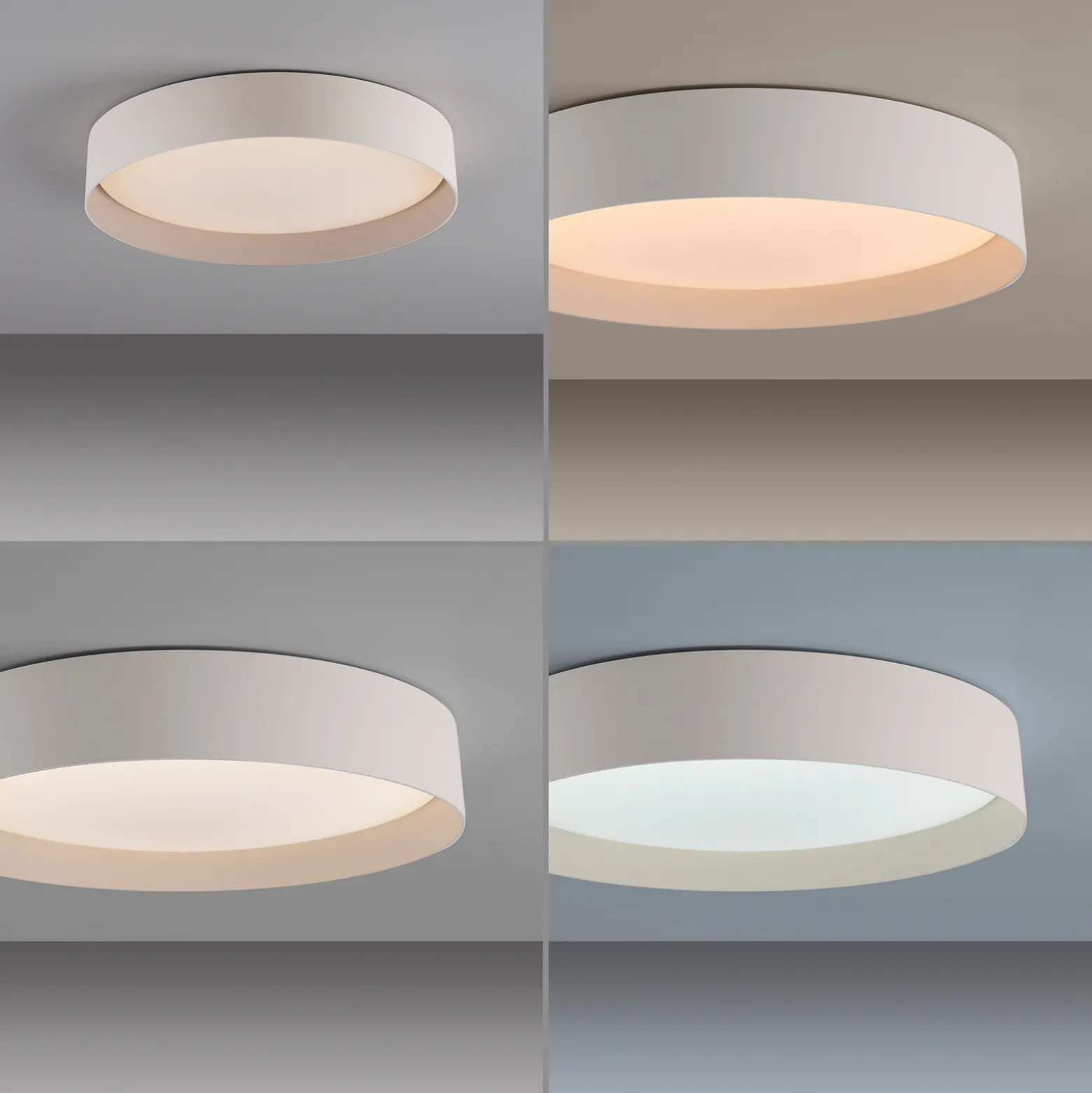 TAVOLI-LED-kattovalaisin, beige, Ø 39 cm, metalli, CCT, himmennettävä