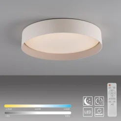 TAVOLI-LED-kattovalaisin, beige, Ø 39 cm, metalli, CCT, himmennettävä