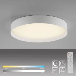 TAVOLI-LED-kattovalaisin, valkoinen, Ø 49 cm, metalli, CCT, himmennettävä