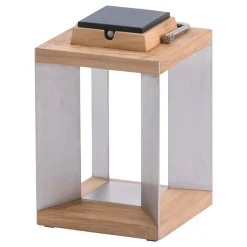 Teckinox LED-aurinkolamppu, teak/teräs, 36.5cm