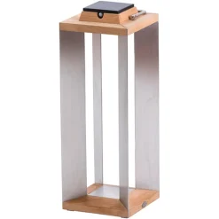 Teckinox LED-aurinkolamppu, teak/teräs, 65.5cm