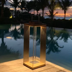 Teckinox LED-aurinkolamppu, teak/teräs, 65.5cm