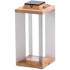 Teckinox LED-aurinkolamppu, teak/teräs, 45.5cm