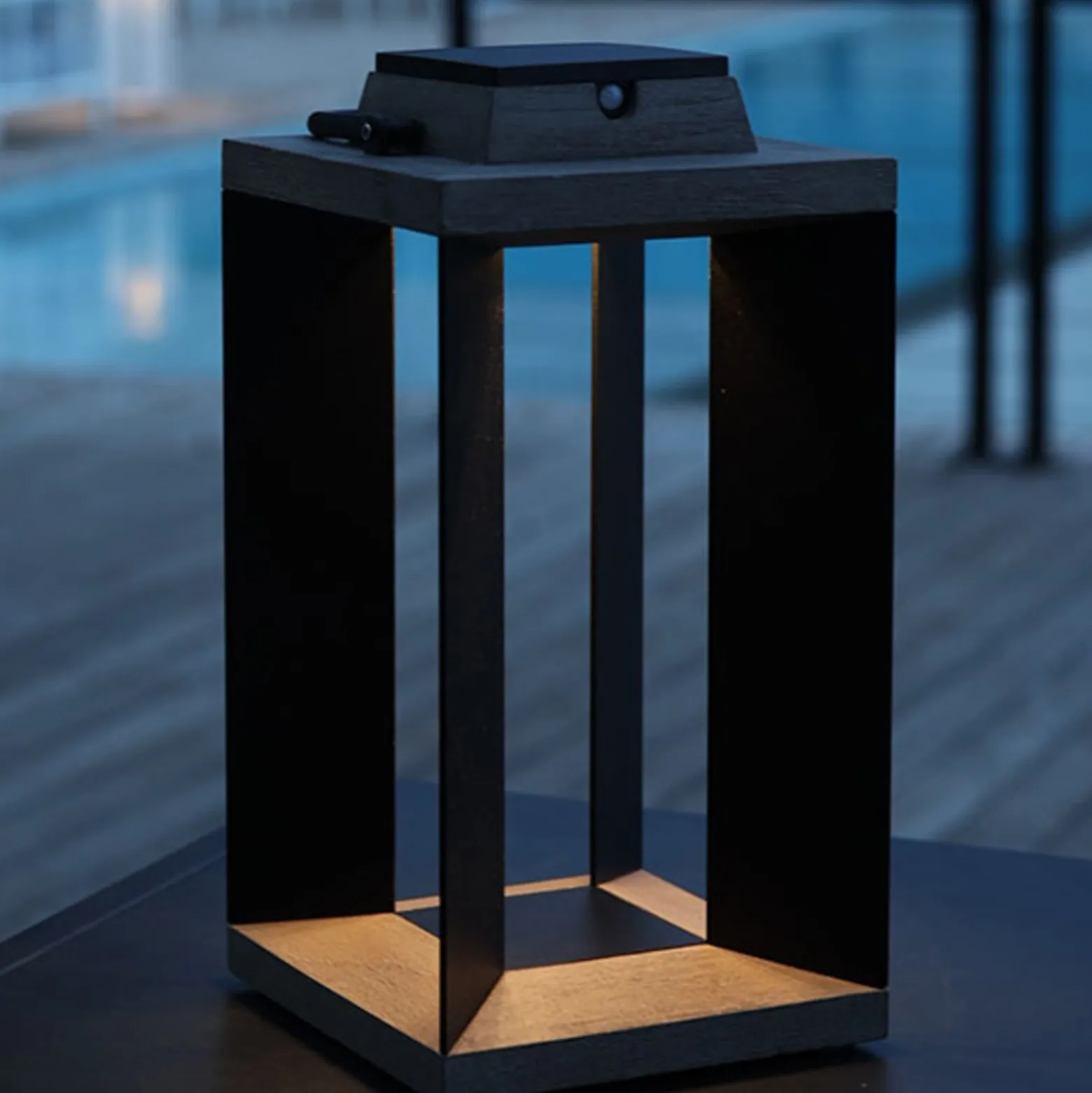 Teckinox LED-aurinkolamppu, teak/teräs, 45.5cm
