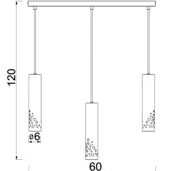 Tibia-riippuvalaisin, kolmilampullinen, pitkä, musta, teräs, GU10