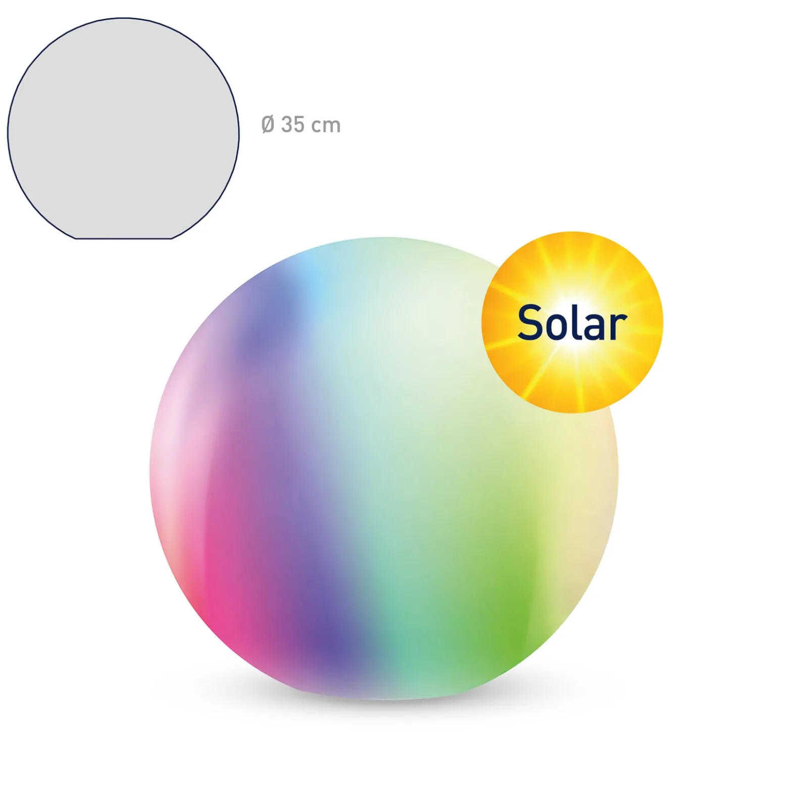 tint Calluna Solar LED-pallo, CCT, RGB, Ø 35 cm