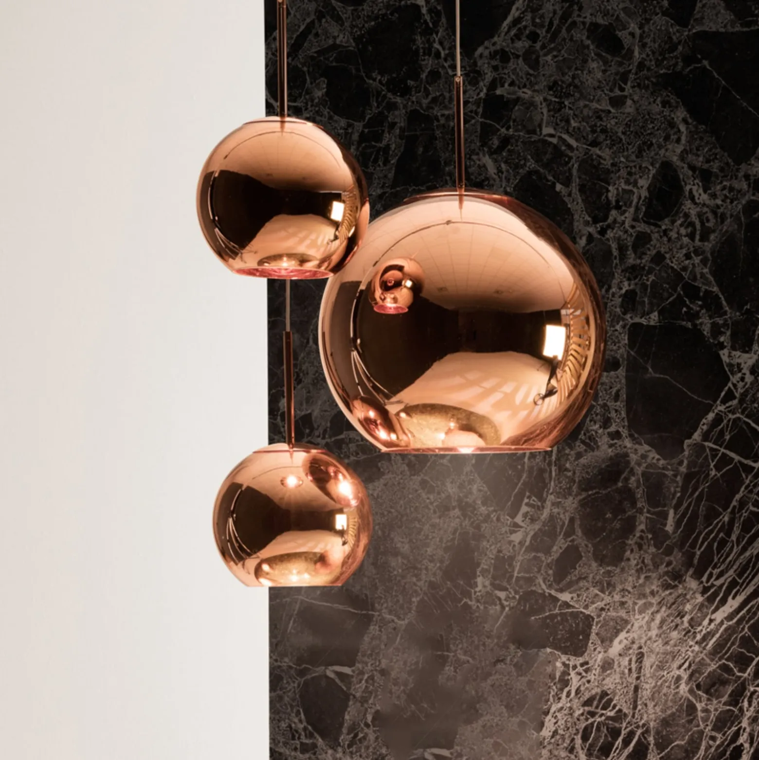 Tom Dixon Copper Trio Round -riippuvalo, 3 lamppua