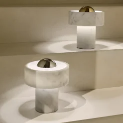 Tom Dixon LED-akkukäyttöinen pöytälamppu Stone, hopeanvärinen, 19 cm