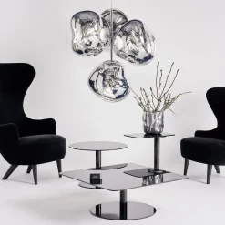 Tom Dixon LED-kattokruunu Melt Chandelier, kromivärinen