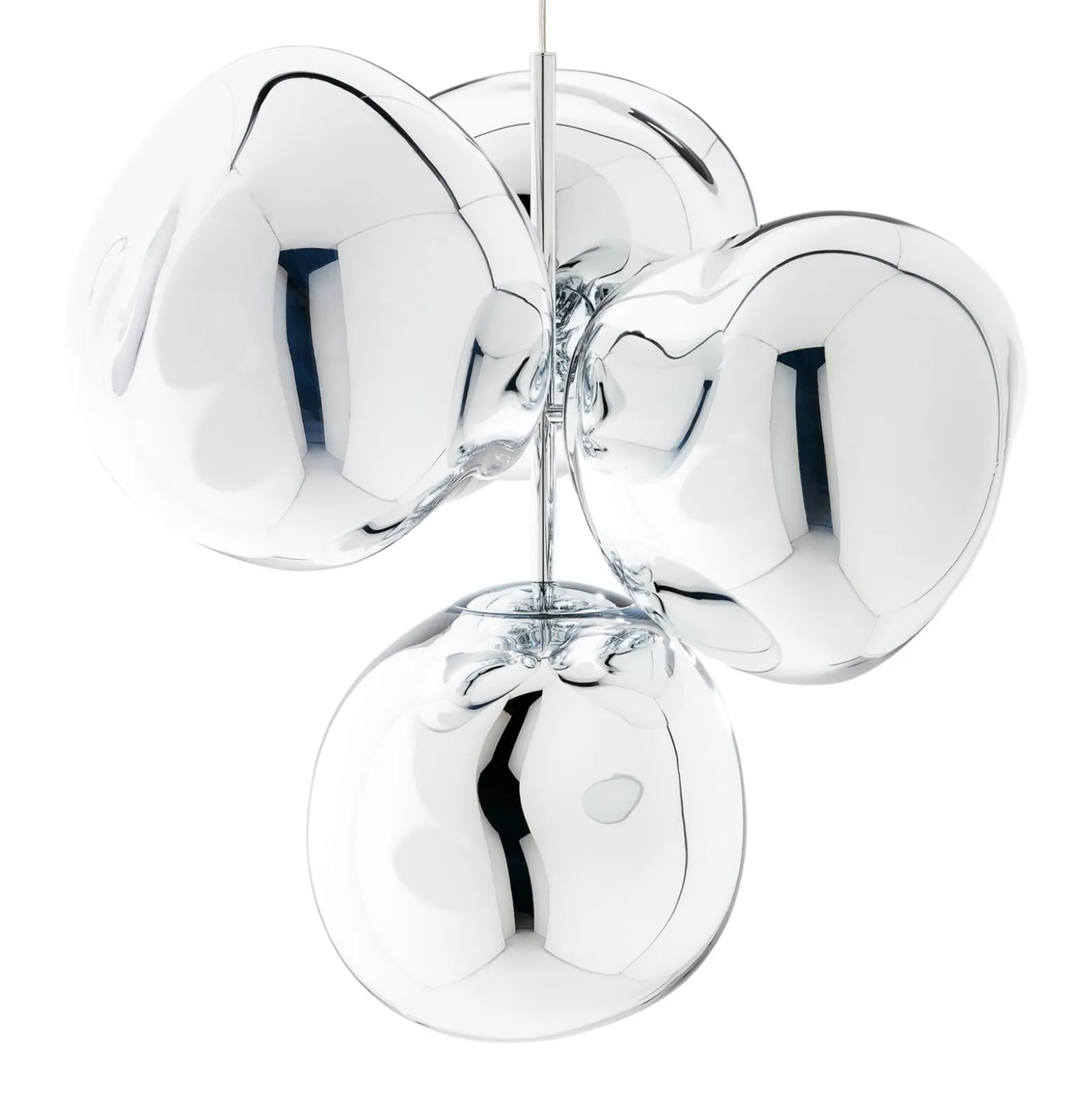 Tom Dixon LED-kattokruunu Melt Chandelier, kromivärinen