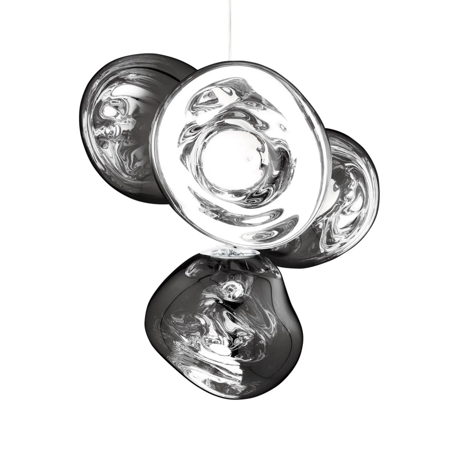 Tom Dixon LED-kattokruunu Melt Chandelier, kromivärinen