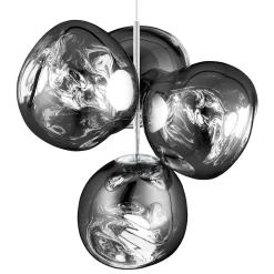Tom Dixon LED-kattokruunu Melt Chandelier, kromivärinen