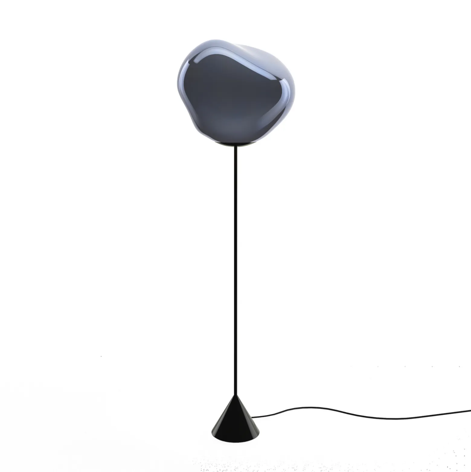 Tom Dixon LED-lattiavalo Melt Cone Slim, savuharmaa, 180 cm