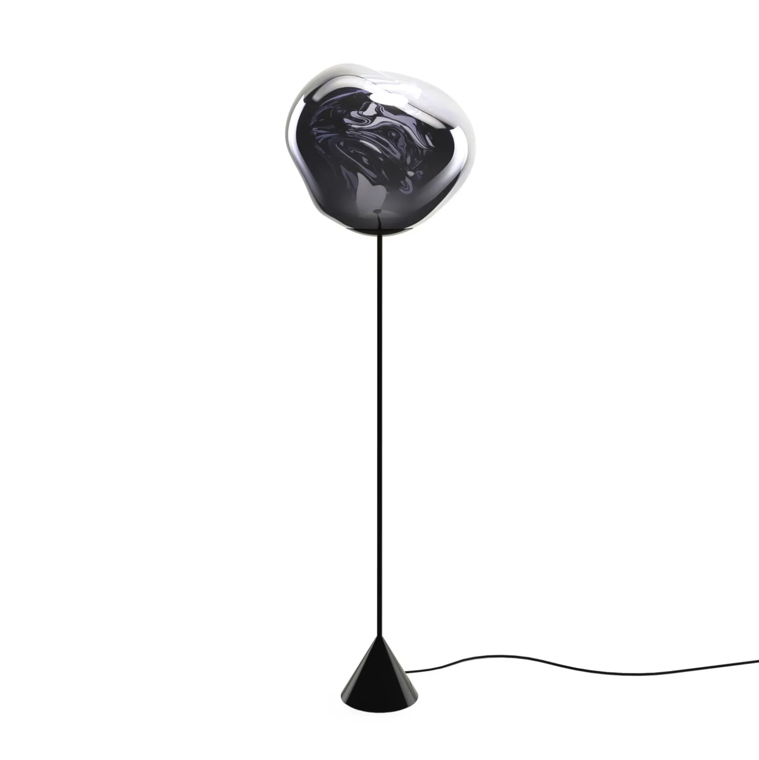Tom Dixon LED-lattiavalo Melt Cone Slim, savuharmaa, 180 cm