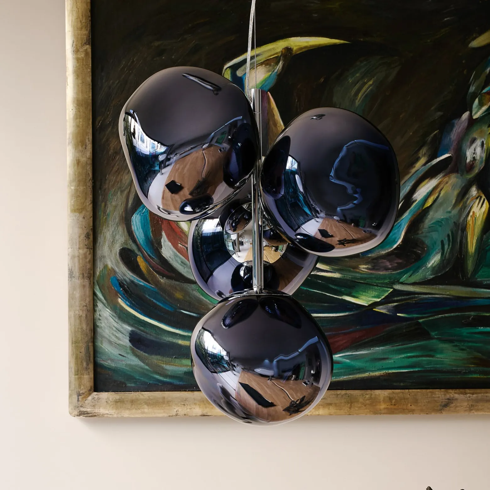 Tom Dixon LED-riippuvalaisin Melt Chandelier Mini, savuharmaa