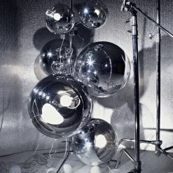 Tom Dixon Mirror Ball Floor Chandelier, hopeanvärinen, 182 cm