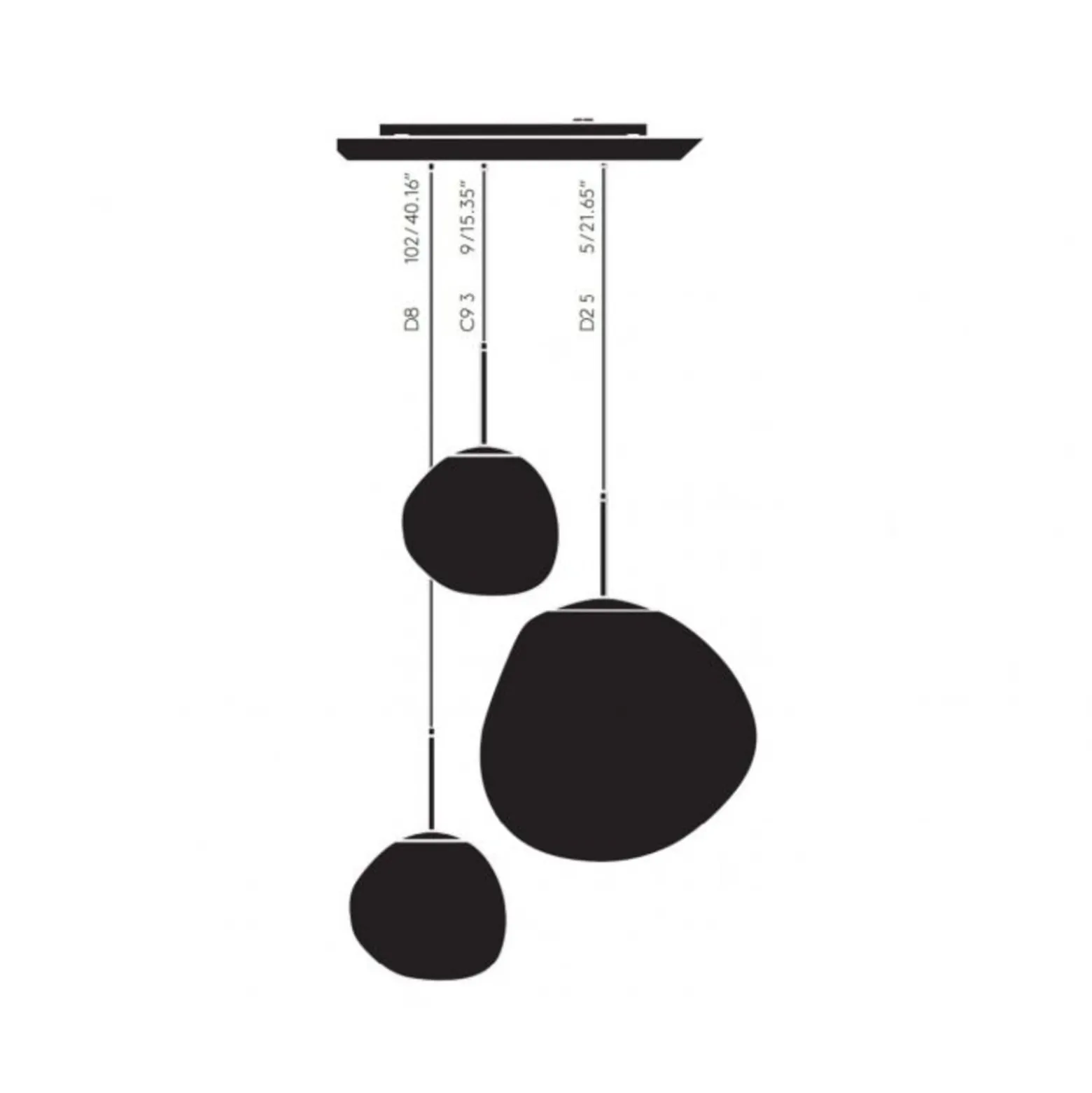 Tom Dixon riippuvalo Melt Trio Round, Ø 81 cm, kultainen
