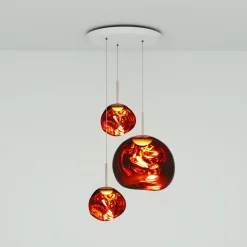 Tom Dixon riippuvalo Melt Trio Round, 81 cm, 3-lamppuinen, kupari