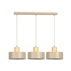 Torin-riippuvalaisin, beige, pituus 80 cm, 3-lamppuinen, metalli/puu