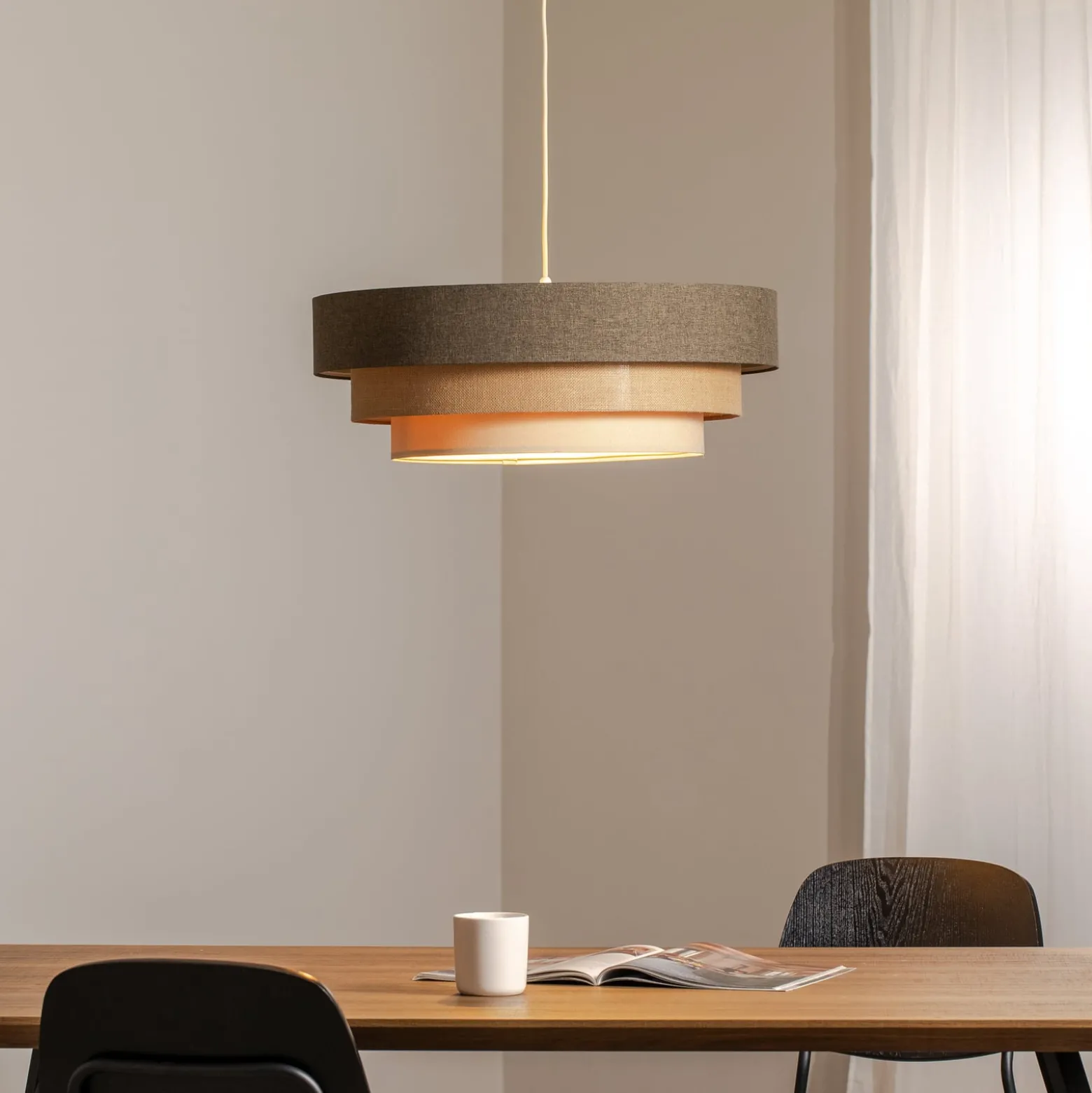Triniti-riippuvalaisin, ruskea/beige/cream, Ø 60 cm, tekstiili