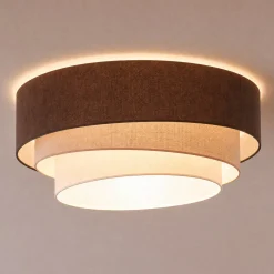 Trio-kattovalaisin, ruskea/beige, halkaisija 60 cm, tekstiili, E27
