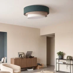 Trio-kattovalaisin, vihreä/beige, Ø 60 cm, tekstiili, E27